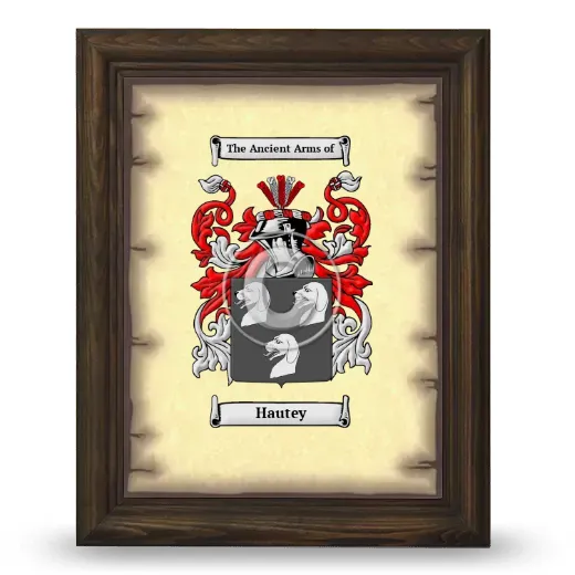 Hautey Coat of Arms Framed - Brown