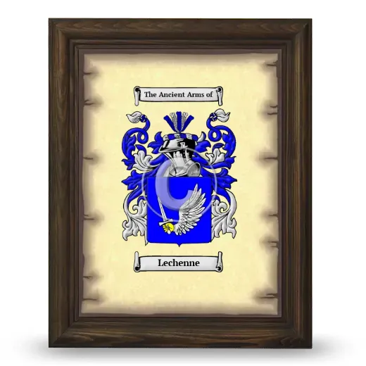 Lechenne Coat of Arms Framed - Brown