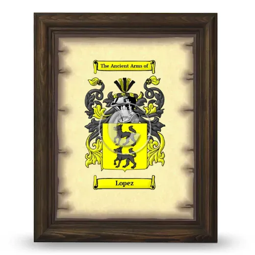 Lopez Coat of Arms Framed - Brown