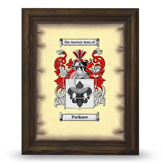 Pocknee Coat of Arms Framed - Brown