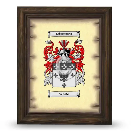 White Coat of Arms Framed - Brown
