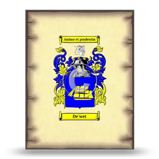 De'wet Coat of Arms Print