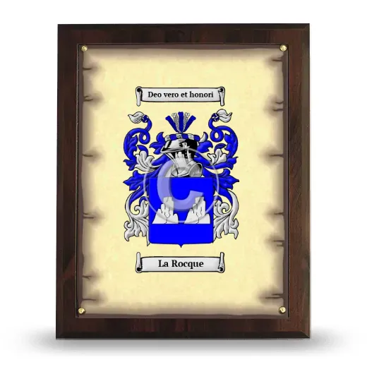 La Rocque Coat of Arms Plaque
