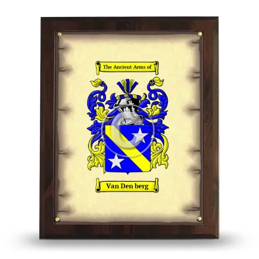 Van Den berg Coat of Arms Plaque