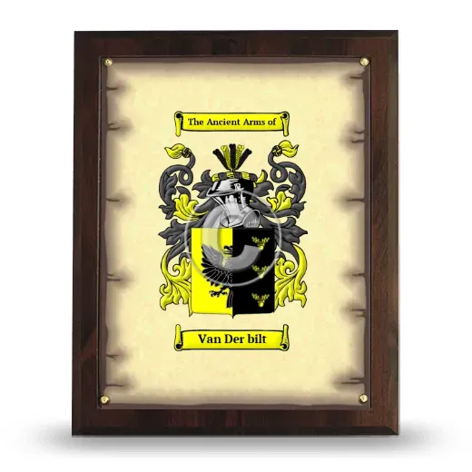Van Der bilt Coat of Arms Plaque