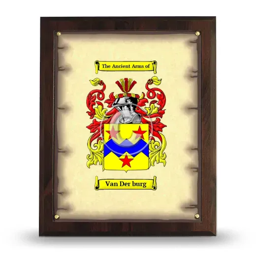 Van Der burg Coat of Arms Plaque