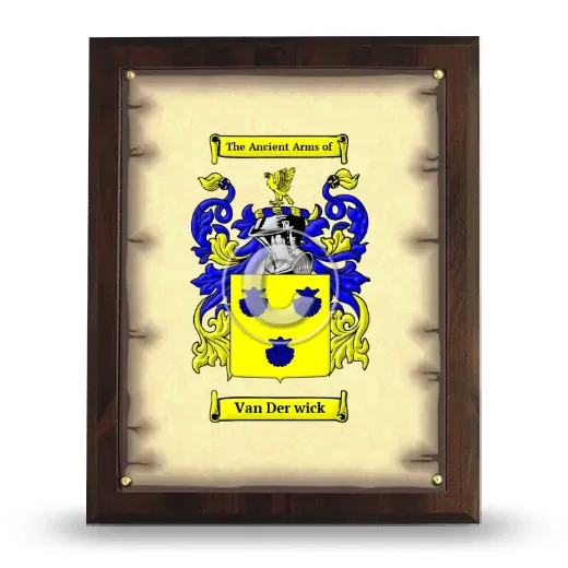 Van Der wick Coat of Arms Plaque