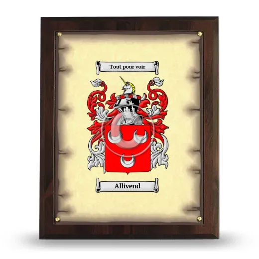 Allivend Coat of Arms Plaque