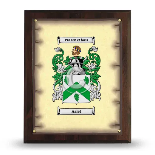 Aslet Coat of Arms Plaque