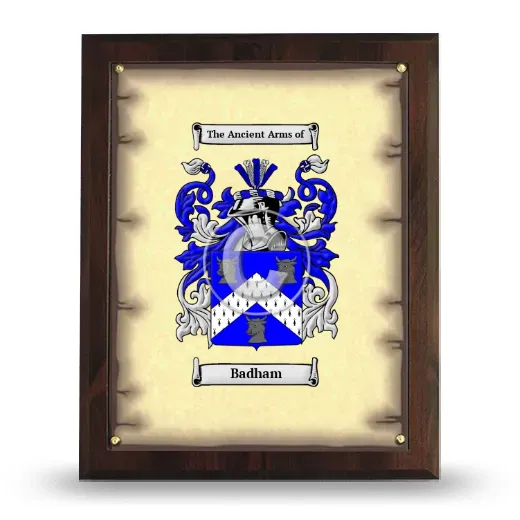 Badham Coat of Arms Plaque