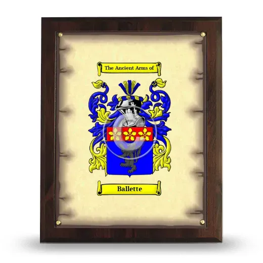 Ballette Coat of Arms Plaque
