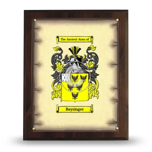 Baysinger Coat of Arms Plaque