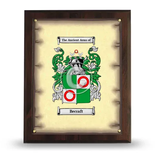 Becraft Coat of Arms Plaque
