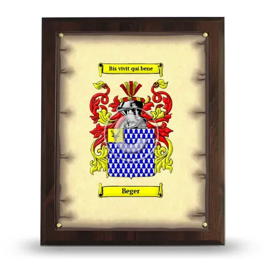 Beger Coat of Arms Plaque