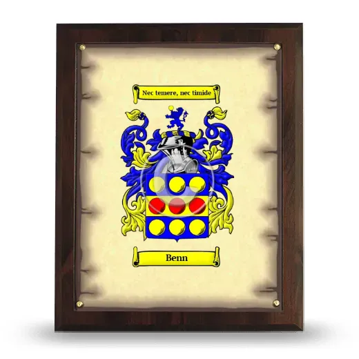 Benn Coat of Arms Plaque