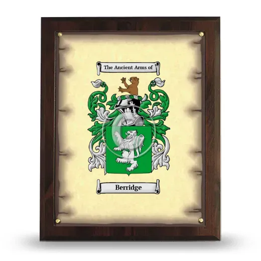 Berridge Coat of Arms Plaque
