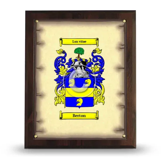 Berton Coat of Arms Plaque