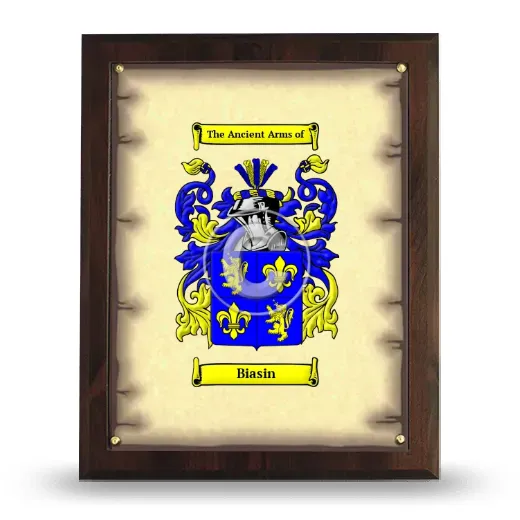 Biasin Coat of Arms Plaque
