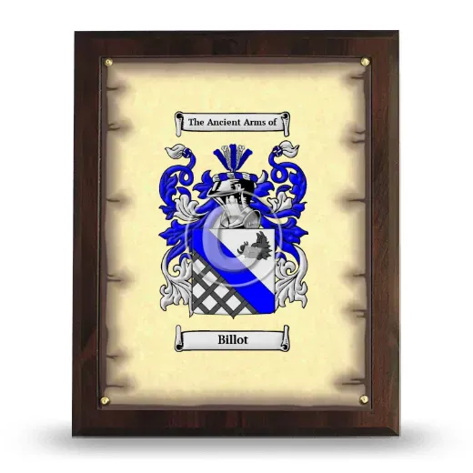 Billot Coat of Arms Plaque