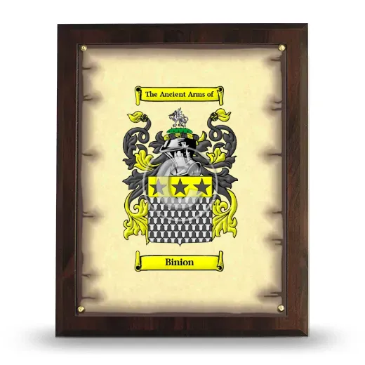 Binion Coat of Arms Plaque