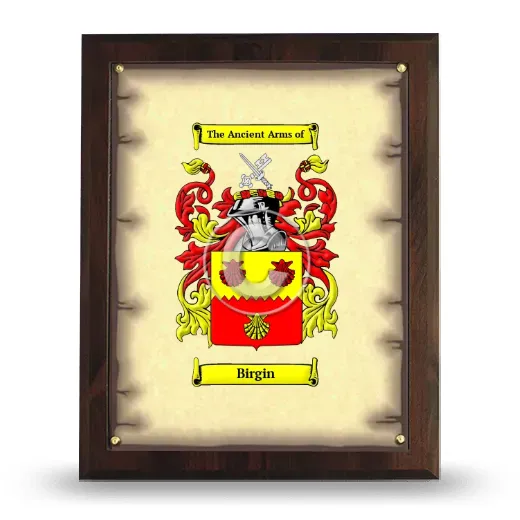 Birgin Coat of Arms Plaque