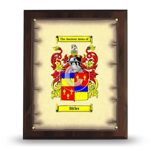 Bitler Coat of Arms Plaque