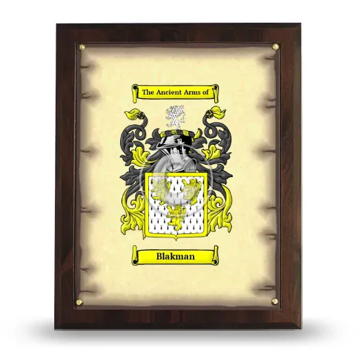 Blakman Coat of Arms Plaque
