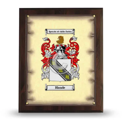 Blande Coat of Arms Plaque