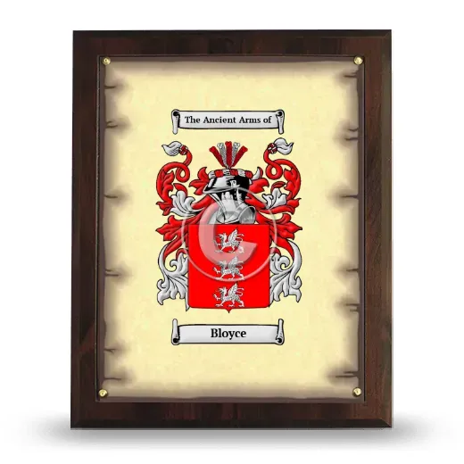 Bloyce Coat of Arms Plaque