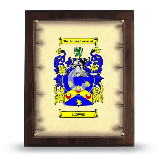Clowes Coat of Arms Plaque