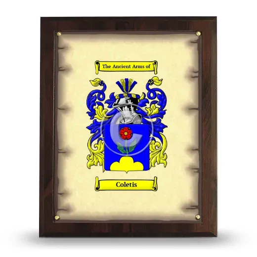 Coletis Coat of Arms Plaque