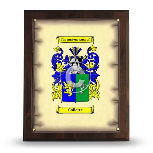 Collette Coat of Arms Plaque