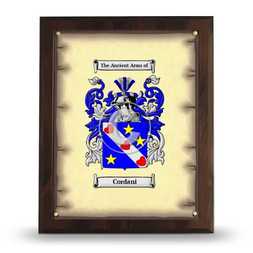 Cordani Coat of Arms Plaque