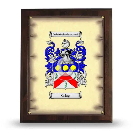 Criag Coat of Arms Plaque