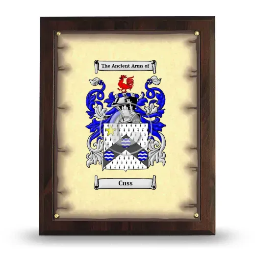 Cuss Coat of Arms Plaque