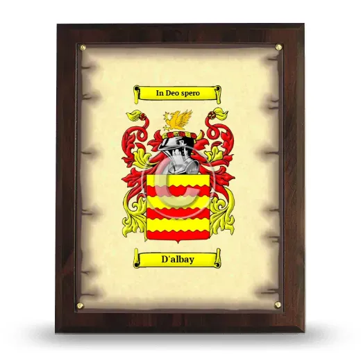 D'albay Coat of Arms Plaque