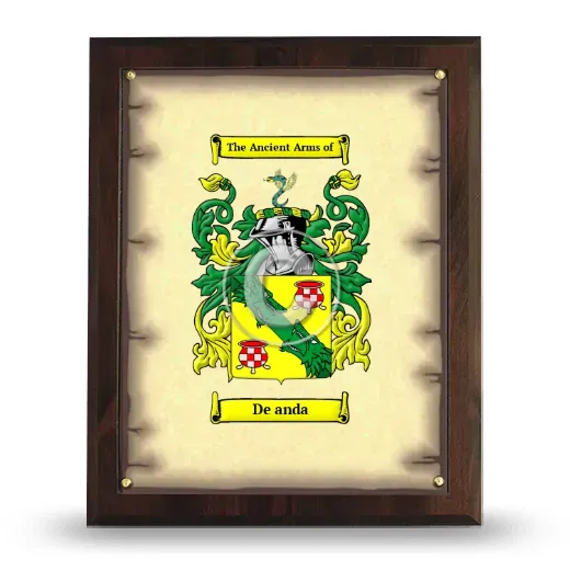De anda Coat of Arms Plaque