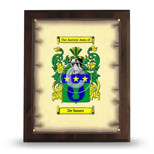 De bauer Coat of Arms Plaque
