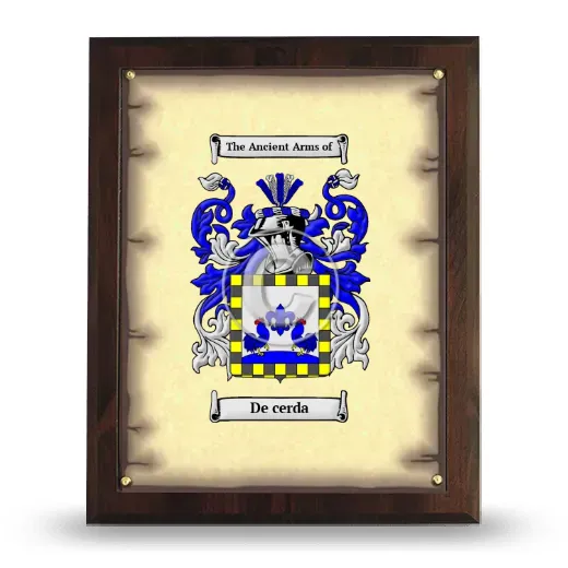 De cerda Coat of Arms Plaque