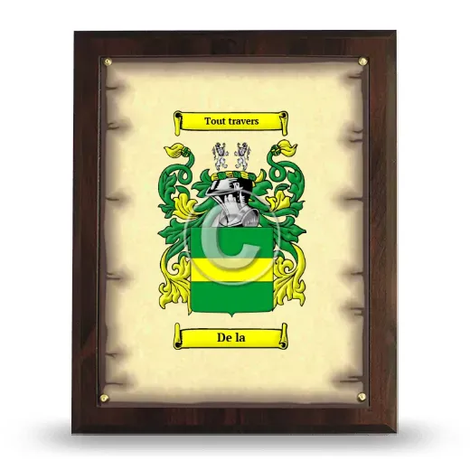De la Coat of Arms Plaque