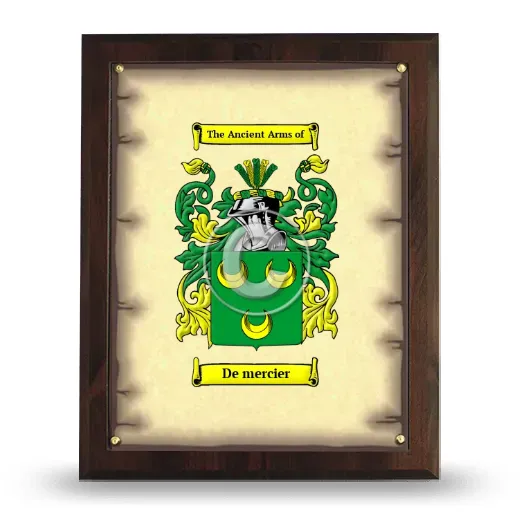 De mercier Coat of Arms Plaque