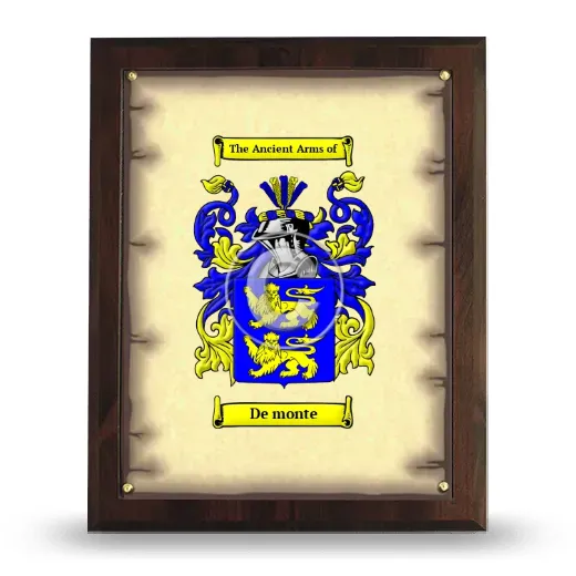 De monte Coat of Arms Plaque