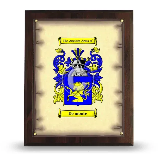 De monte Coat of Arms Plaque
