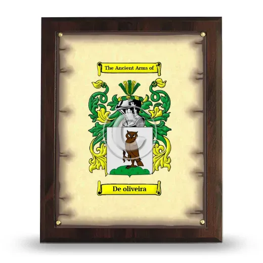 De oliveira Coat of Arms Plaque