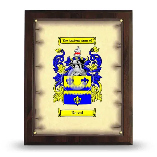 De val Coat of Arms Plaque