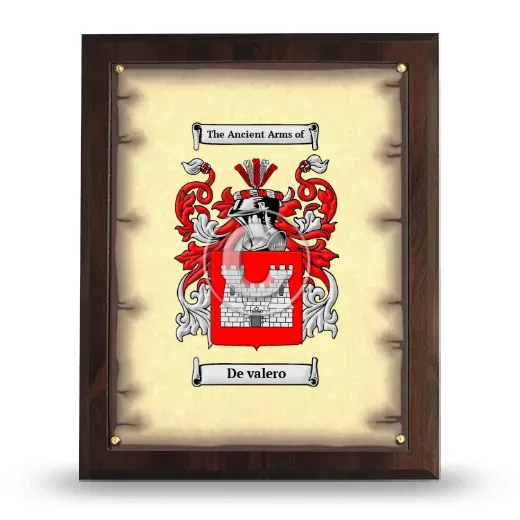 De valero Coat of Arms Plaque