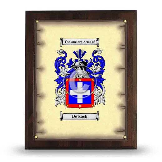 De'kock Coat of Arms Plaque