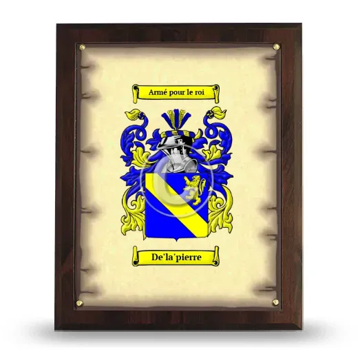 De'la'pierre Coat of Arms Plaque