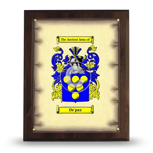 De'paz Coat of Arms Plaque