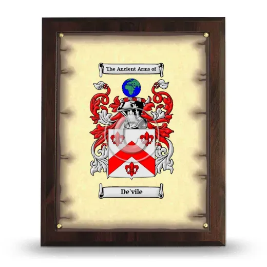 De'vile Coat of Arms Plaque